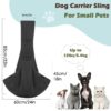 Small Dog Sling Carrier, Reversible Hands Free Dog Sling Carriers for Small Dogs and Cats, Puppy Slings Carrier with Safety Harness, Puppy Essentials, Black