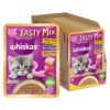 Whiskas Tasty Mix Kitten (2-12 Months) Wet Cat Food, Chicken, Whiskas Tasty Mix Kitten (2-12 Months) Wet Cat Food, Chicken, Tuna with Sweet Potato in Gravy, 70 g x 14, 100% Complete & Balanced Nutrition for Kittens