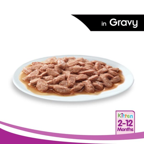 Whiskas Wet Food for Kittens (2-12 Months), Chicken in Gravy Flavour, 12 Pouches (12 x 85g)