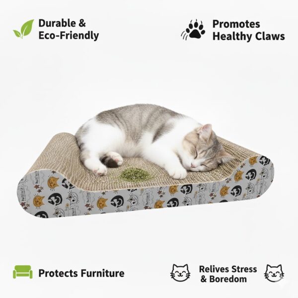 Durable Cat Scratching Board Reversible Corrugated Cardboard Scratcher Pad for Cats Protects Furniture Includes Catnip S Shape Twin Design Durable Eco-Friendly for Kittens & Cats Pack 1 (1.0)