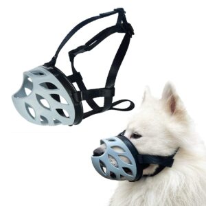Emily Pets Dog Muzzle to Prevent Barking, Biting and Chewing, Emily Pets Dog Muzzle to Prevent Barking, Biting and Chewing, Soft Rubber Basket Muzzle for Small, Medium and Large Dogs (1 - Poodle, Grey)