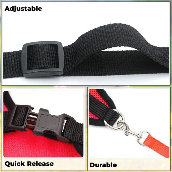 Reflective Dog Harness with Adjustable Leash|Breathable Polyester Mesh Fabric with Top Carry Handle|Small Size|HAT-818|Comfortable No-Pull Grip|Quick Release Buckles|Stylish Design|Red