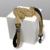 Hank Tactical Dog Leash | Stretchable Shock Absorbing | Heavy Duty Rope | 3M Reflective | Army Grade Metal Hook | Soft Handle | Suitable for Training, Walking, Adventure (Khaki 6 Feet)