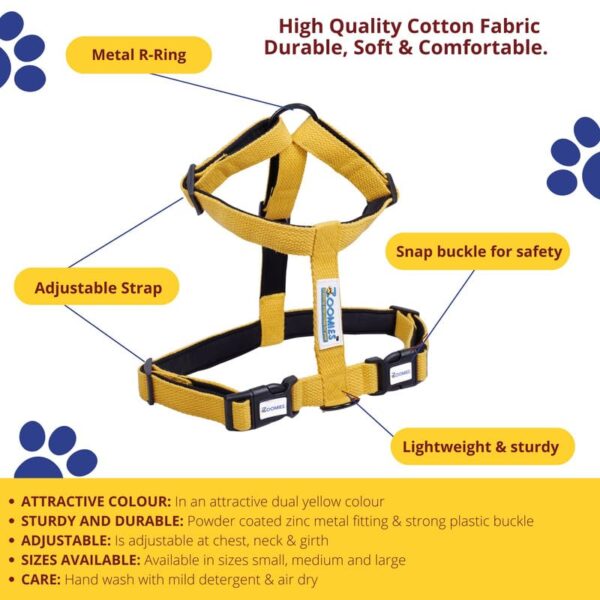 61gn4zgek8L.jpg Zoomies Dog Harness – Premium Soft Padded Cotton H-Harness for Comfort and Control, Small Size, Yellow
