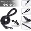 Heavy Duty Nylon Dog Leash, Anti Slip Padded Handle Long Dog Leash, Highly Reflective Leash for Dogs, Dog Rope for Small & Medium Dogs, Dog Training Leash, Black, 10MM 5 Feet Long.