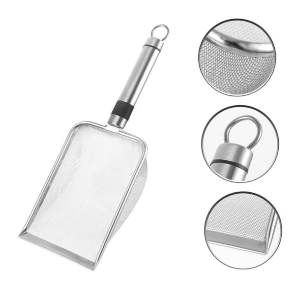Cat Litter Scooper, Stainless Steel Cat Litter Scoop for Cats and Small Pets, Durable Waste Removal Tool with Comfortable Handle, Easy to Clean for Cat Litter and Reptile Terrariums