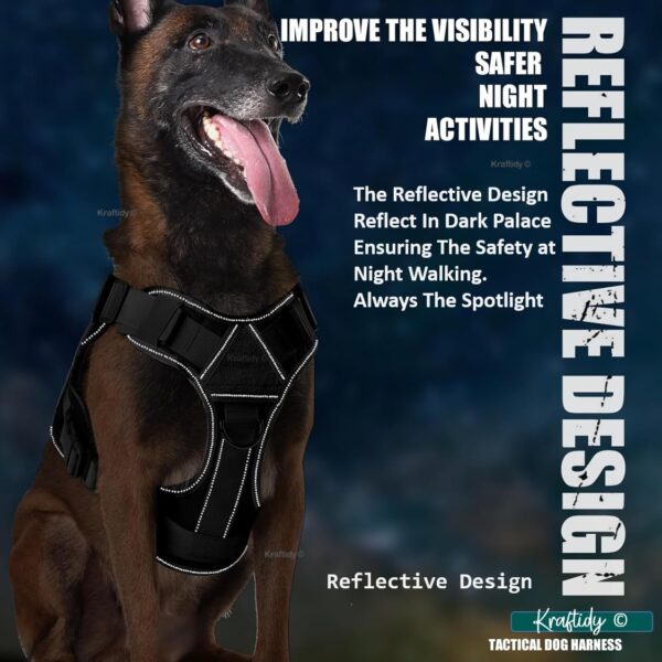 Dog Harness with Leash Small Medium & Large All Breeds for Dogs Harness Reflective Adjustable Belt Vest Harness (Tactical Harness with Leash) (Black) (Large Dogs)