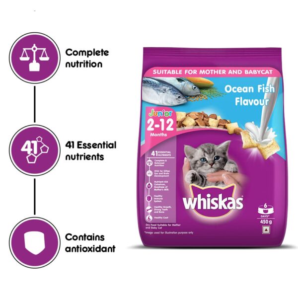 61hXHqnpFDL._SL1000_.jpg Whiskas Wet Food for Kittens (2-12 Months), Tuna in Jelly Flavour, 48 Pouches (48 x 85g)&Whiskas Dry Food for Kittens (2-12 Months), Ocean Fish Flavour, 450g Pack