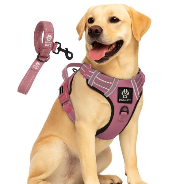 Premium Reflective Dog Vest Harness| Soft Breathable| Padded Handle| Adjustable Straps & Luxury Buckle| No-Choke Design with Free Leash-26mm Chest (28-35inch) All Medium Breeds 14-22 Kg