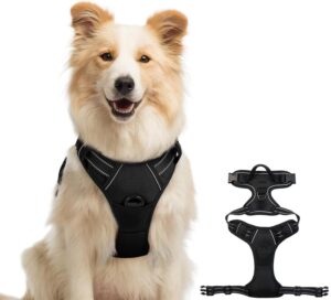 Dog Harness for Medium – Sized Dogs, Adjustable Reflective Dog Harness with Handle, Easy Control & Padded Comfort, for Walking, Training, Outdoor Use – Black
