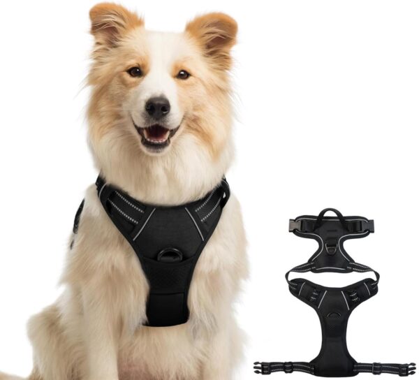 Dog Harness for Medium – Sized Dogs, Adjustable Reflective Dog Dog Harness for Medium – Sized Dogs, Adjustable Reflective Dog Harness with Handle, Easy Control & Padded Comfort, for Walking, Training, Outdoor Use – Black