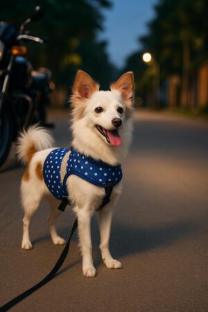 A+a Pets' Retro Vest Harness & Leash Set | No A+a Pets' Retro Vest Harness & Leash Set | No Pull, No Escape, Breathable, Cute Combo for Puppies, Small Dogs, Cats (Polka Blue, M)