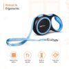 Amazon Basics Retractable Dog Leash | 5 Meter | for Large Dogs Up to 50 Kg | Heavy Duty Leash for Pets | Strong Nylon Tape, Anti-Slip Handle, Built in Spring, One-Click Brake Pause | Blue