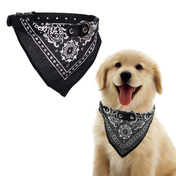 Western Era Stylish Dog Collar Scarf – Adjustable, Comfortable Pet Accessory for Puppy, Kitten, Trendy Bandana, Soft Fabric, Perfect, Special Occasions, Washable, Small Breed (Black)