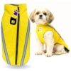 A+a Pets' Luxurious Rain & Wind' Winter Jacket for Dogs with 21" Length | Recommended Non Slip Jacket Style for Rain & Snow | Full Body Coverage with Leash Opening | Warm & Comfortable (Yellow 2XL)