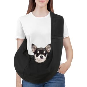 Small Dog Sling Carrier, Reversible Hands Free Dog Sling Carriers for Small Dogs and Cats, Puppy Slings Carrier with Safety Harness, Puppy Essentials, Black