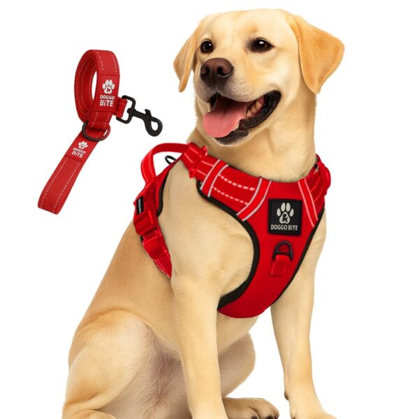 Premium Reflective Dog Vest Harness| Soft Breathable| Padded Handle| Adjustable Straps & Luxury Buckle| No-Choke Design with Free Leash-26mm Chest (28-35inch) All Medium Breeds 14-22 Kg