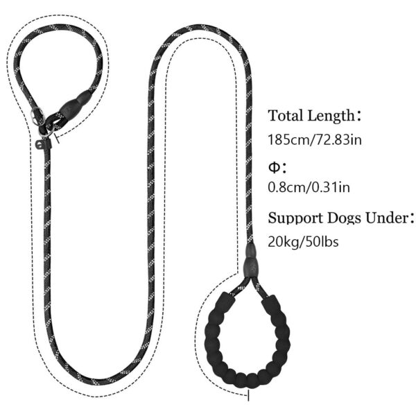 Qpets Leash For Dogs, Durable Light Reflecting Dog Leash Traction Round Rope Dog Chain, 5.5Ft Handle Free Walking Dog Leash Braided Rope Adjustable Dog Training Leash,?182.88 cm