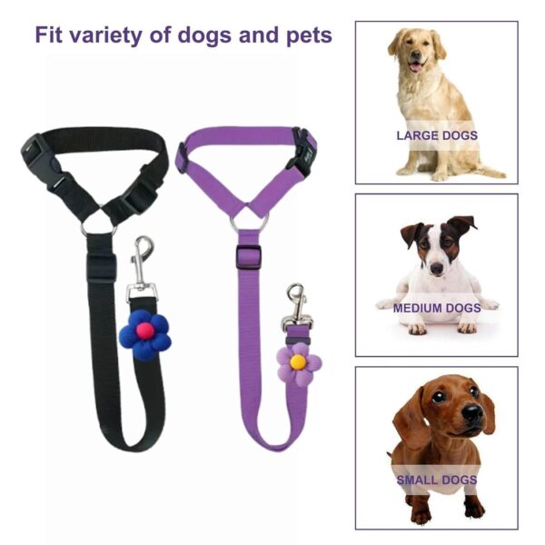 61jea4USQVL._SL1500_.jpg 2 PCS Dog Seat Belt, Adjustable Car Safety Leash for Pets, Convertible Vehicle Restraint with Secure Lock, Dual Use Harness for Medium to Large Dogs, Travel Accessories (Black & Purple)