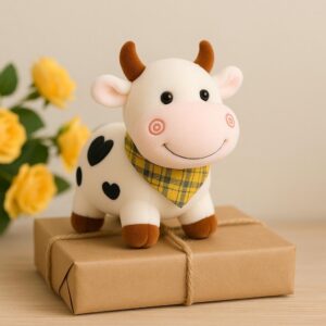 SCOOBA Super Soft 30cm Small White Color Cow Soft Toy - Polyfill Washable Cuddly Soft Plush Toy - Helps to Learn Role Play