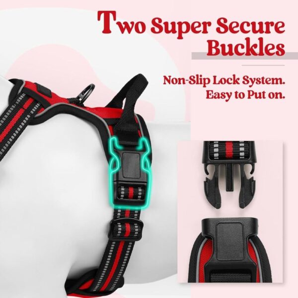 Premium Reflective Dog Vest Harness| Soft Breathable| Padded Handle| Adjustable Straps & Luxury Buckle| No-Choke with Free Leash (RED, Medium Dog 14-22 kg Harness with Leash)