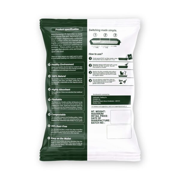 JOSHMATIC'S PCAT Premium Pinewood Cat Litter | 100% Natural, Flushable & Biodegradable | Superior Odor Control | Dust-Free | Eco-Friendly & Compostable Wood Pellets Cats & Small Pet (14.1KG/24L)