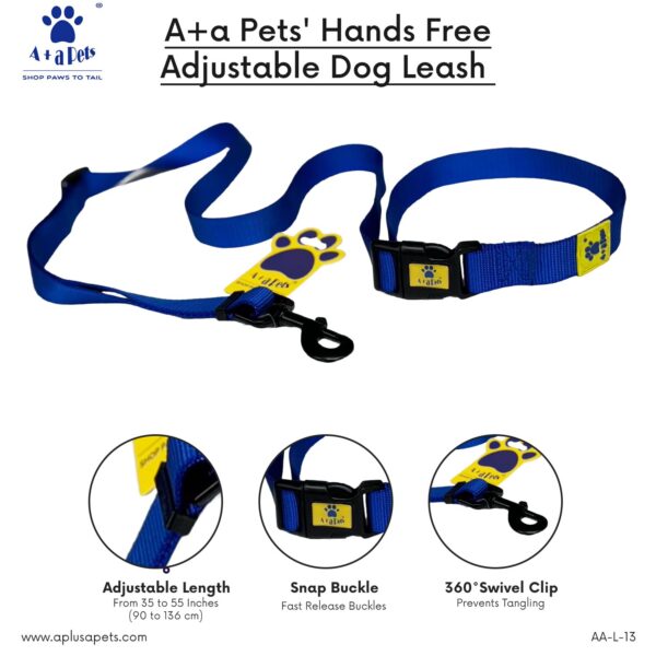 61l1BsWmYOL._SL1500_.jpg A+a Pets’ Hands Free Adjustable Dog Leash | Waist Tie-up, Lightweight, Adjustable, Durable Nylon for Running, Hiking, Jogging & Walking (NYellow)