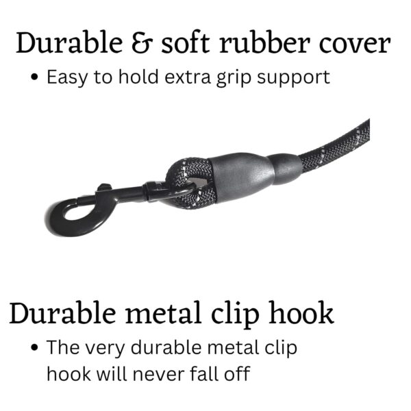 Tail 5 Feet Dog Leash with Comfortable Padded Handle and Highly Reflective Threads for Small Medium and Large Dogs (5FT-1/2'', Black)