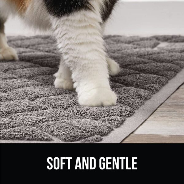 Gorilla Grip Durable Cat Litter Mat (35x23), XL Jumbo, No Phthalate, Water Resistant, Traps Litter from Box & Cats, Scatter Control, Soft on Kitty Paws, Easy Clean Cat Mat (Gray)