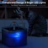61lnrjIrhFL._SL1200_.jpg Qpets® Cat Water Fountain with LED Light, 67oz/2.0L, Ultra Quiet Cat Drinking Fountain with Filter, Automatic Pet Water Fountain for Cats and Small Dogs, Blue (Blue Water Fountain)