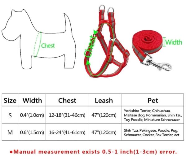 15mm Nylon Reflective Dog Harness & Leash Set | Daily Walking Durable for Small and Medium Dogs & Puppy Harness and Leash (Red)