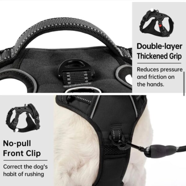 Dog Harness Dog Body Belt Vest for Large Medium Small Dogs with Safety Reflective No Pull Adjustable Military Style Dog Vest Training Harness(Pink, Medium)