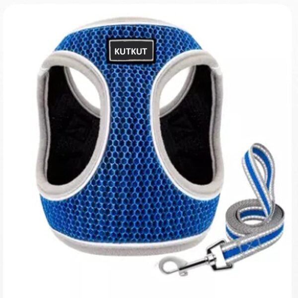 KUTKUT Adjustable Dog Harness, No Pull Pet Harnesses for Small KUTKUT Adjustable Dog Harness, No Pull Pet Harnesses for Small Dog, Reflective, Breathable and Soft Mesh Padded Step-in Vest and Leash Set for Outdoor Walking Escape Proof (Size: XL, Pet Weight 7-10Kg, Adjustable Chest: 47-53cm)