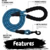 61n8KUZm7XL._SL1080_.jpg 4 Ft Heavy‑Duty Reflective Dog Leash – Soft Padded Handle + 360° Swivel Clip – Strong Nylon Rope, Tangle‑Free, Safe Night Walks – Ideal for, Medium & Large Dogs (Aqua Woof, 4 Feet)