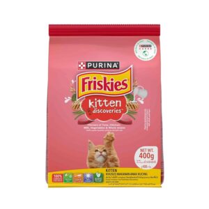 Purina Friskies Kitten Discoveries, 400g, Contains Tuna, Chicken, Milk, Vegetables Purina Friskies Kitten Discoveries, 400g, Contains Tuna, Chicken, Milk, Vegetables & Whole Grain Flavours