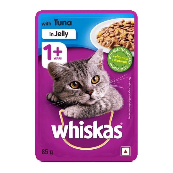 61nQtorGMVL._SL1100_.jpg Whiskas Adult (+1 Year) Wet Cat Food, Tuna In Jelly, 24 Pouches (24 X 85G) & Chicken In Gravy, 24 Pouches (24 X 85G), 1 Count