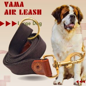 Vama AIR Leash Sustainable & EcoFriendly 100% Natural Cotton Solid Vama AIR Leash Sustainable & EcoFriendly 100% Natural Cotton Solid Brass Hook Super Durable Anti Slip Leash for Large Dogs 5 Feet Long X 1.25 Inch Wide Hand Made Cocoa Brown