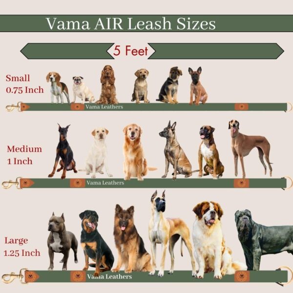 61oMPBTSzfL._SL1080_.jpg Vama AIR Leash Sustainable & EcoFriendly 100% Natural Cotton Solid Brass Hook Super Durable Anti Slip Leash for Small Dogs 5 Feet Long X 0.75 Inch Wide Hand Made British Racing Green