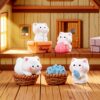 9 Pcs Miniature Decorative Items, Cute Fish Dried Cat Figurines for Home Decor, Garden Ornaments, Dollhouse Accessories, Gift Giving, White