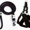 Dog Belt Combo of Nylon Fur Padded Dog Harness with Black Dog Lead Specially for Medium Breeds Dog Harness (Pack of 1)
