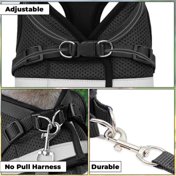 Kuber Industries Dog Chest Harness with Nylon Leash I No Pull, Soft Padded and Breathable Dog Vest I Adjustable, Reflective I Easy Control Dog Chest Belt I (XS, Black)