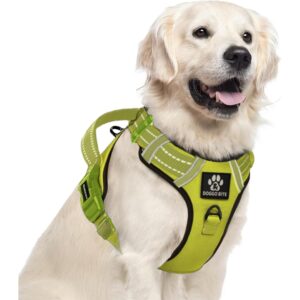 Premium Reflective Dog Vest Harness| Soft Breathable| Padded Handle| Adjustable Premium Reflective Dog Vest Harness| Soft Breathable| Padded Handle| Adjustable Straps & Luxury Buckle | Soft Padded Mesh | No Pull | No-Choke | Chest 28-35 inch | All Giant Breeds 35-60 Kg