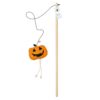 Foodie Puppies Cat Teaser Playing Wooden Stick Halloween Plush Toy (Pumpkin, 41cm) for Cats and Kittens | Interactive Bell Hanging Wood Wand | Fun Teasing, Catching, Chasing and Bonding Play