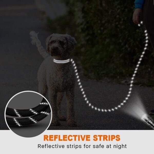Taglory Rope Dog Leash 4 FT with Comfortable Padded Handle, Highly Reflective Threads Dog Leash for Medium Dogs, 3/8 inch, Black