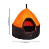 Amazon Basics Soft Velvet Fabric Dual Color Pet Hut Bed with Center Pillow | Small | Black and Orange | For Cats and Small Dogs | Easy to Clean | Unique Design | Diameter 18 Inch, Height 18 Inch