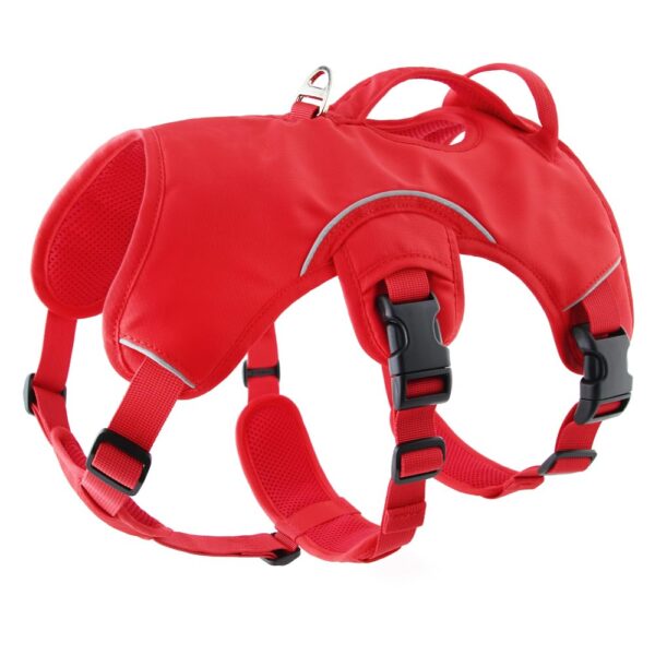 Outdoor Sports Harness for Dog Safety | Adjustable Pet Vest with Easy Control Handle for Outdoor Adventures Red