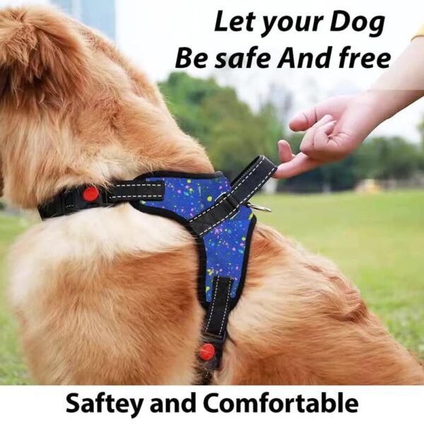 Subaka Butterfly Comfort No-Pull Dog Harness with Handle-Adjustable Reflective Pet Vest for Small, Medium & Large Dogs, Choke-Free Soft Padded Outdoor Training & Walking Harness Printed Blue XtraLarge