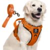 Premium Reflective Dog Vest Harness| Soft Breathable| Padded Handle| Adjustable Straps & Dual Lock Buckle| No-Choke Design with Free Leash-22mm Chest (28-35 inch) All Giant Breeds 35-60Kg