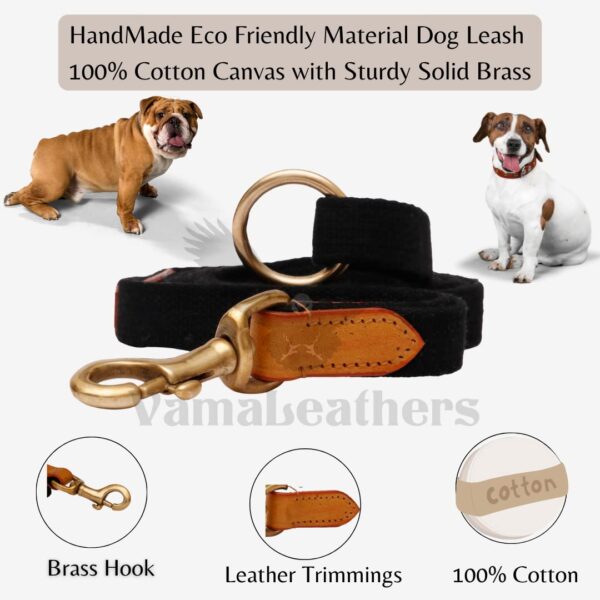 61rs55CidiL._SL1080_.jpg Vama Leathers I Heavy Duty Strong Leash I Anti Slip Leash I 100% Cotton I Soft & Comfortable to Hold I 2 Handle Leash I for Giant, Ex Large & Large Dogs I Army Green
