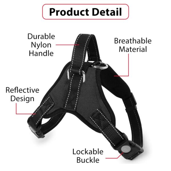 Berlin's Butterfly Dog Harness and Lease with Free Plastic Bowl Comfort, Small Dog Harness Choke Free Adjustable Pet Vest No Pull Outdoor Sport Reflective Soft Padded (Black, Large)